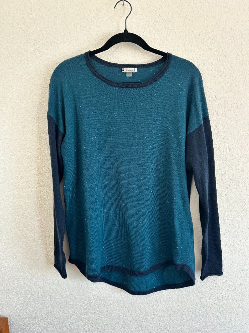 Smartwool Two Tone, Crew Neck Sweater, Large, Blue/Teal
